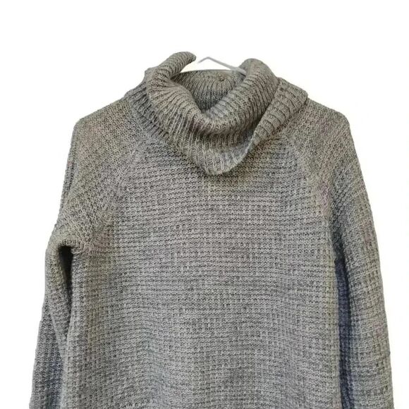 It's Our Time Women's Heather Gray Acrylic/Poly Knit Cowl Neck Sweater - Picture 3 of 9